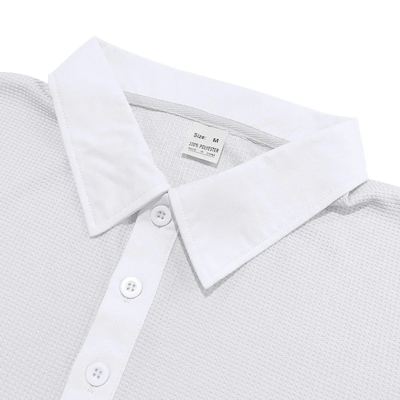 New Cross-Border Men's Autumn and Winter Waffle Lapel Button-Up Long-Sleeved Casual Polo Shirt T-Shirt