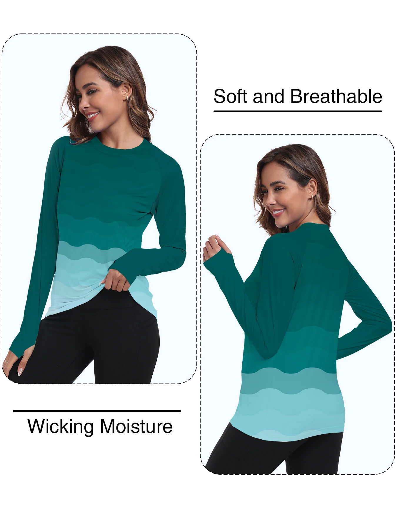 Women's UPF 50+ Sun Shirts Long Sleeve UV Protection Rash Guard Lightweight Quick Dry SPF Hiking Tops Outdoor