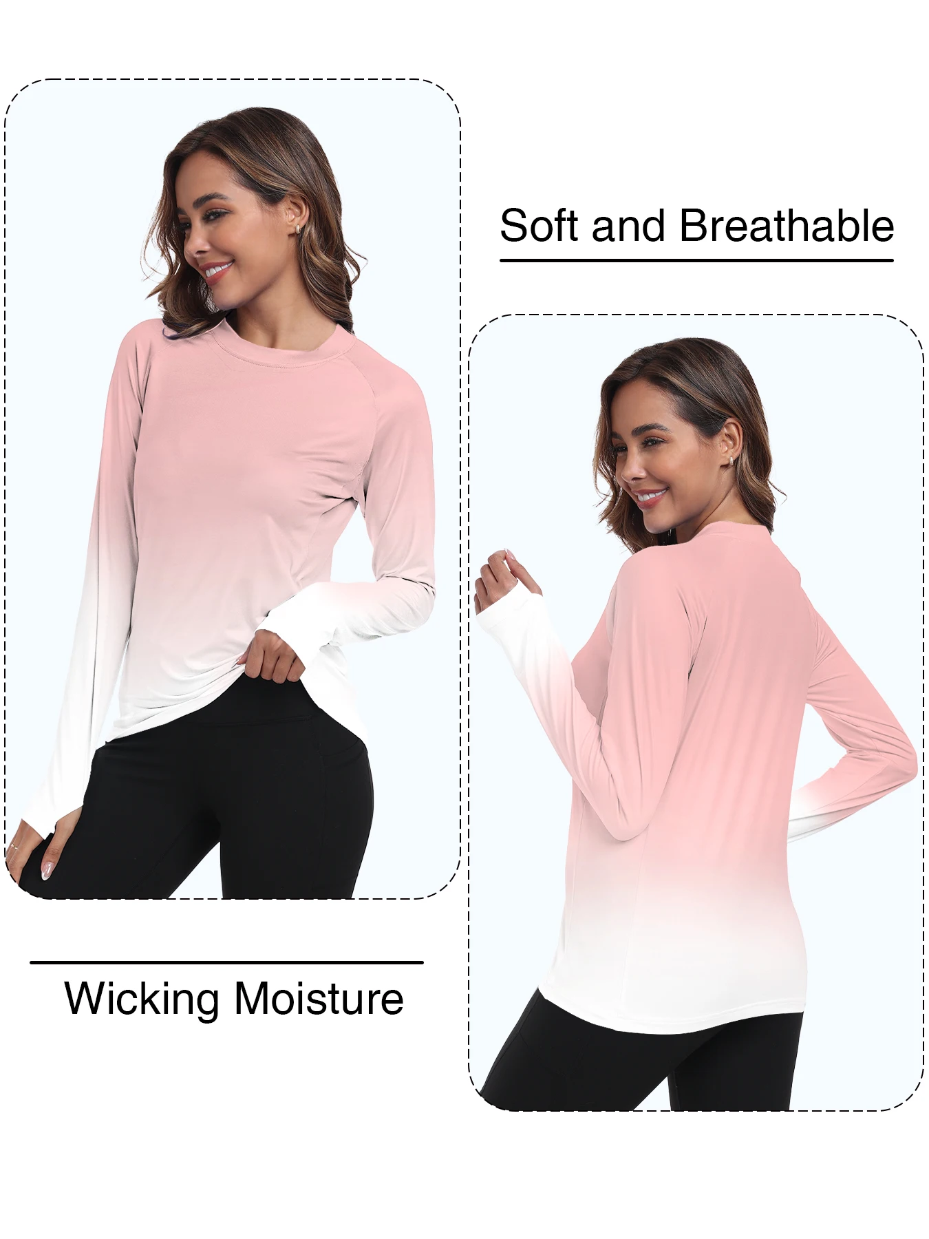 Women's UPF 50+ Sun Shirts Long Sleeve UV Protection Rash Guard Lightweight Quick Dry SPF Hiking Tops Outdoor