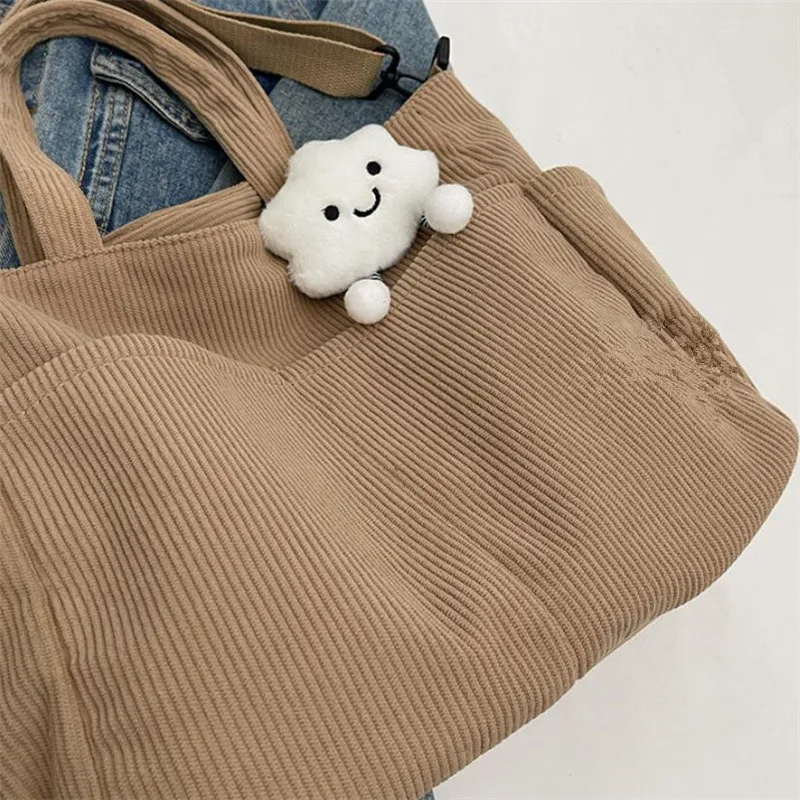 New Corduroy Tote Bag with Zipper Closure, Chic Daily Commuter Handbag Shoulder Crossbody Bag, Ideal for Shopping & Everyday Use
