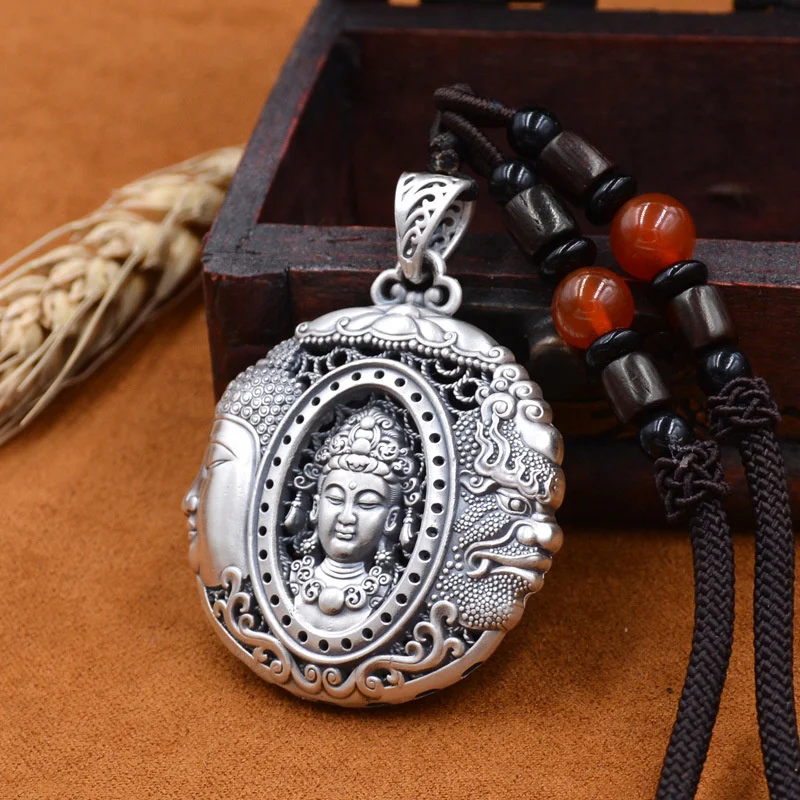 Retro Relief Demons Buddhas Pendant For Men Jewelry Blessing Amulet Necklace Male Female Choker Accessories
