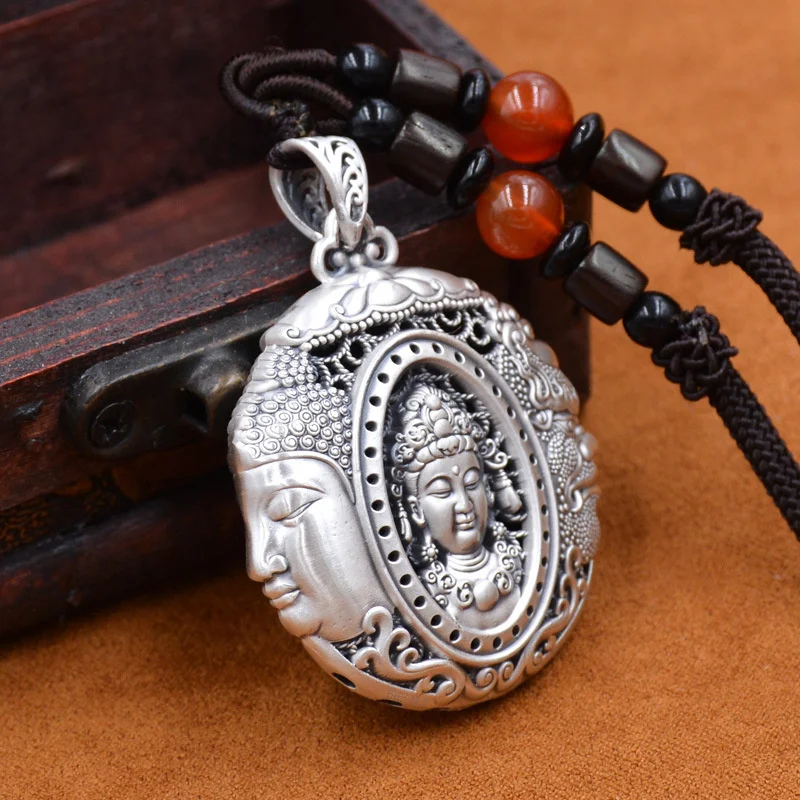 Retro Relief Demons Buddhas Pendant For Men Jewelry Blessing Amulet Necklace Male Female Choker Accessories