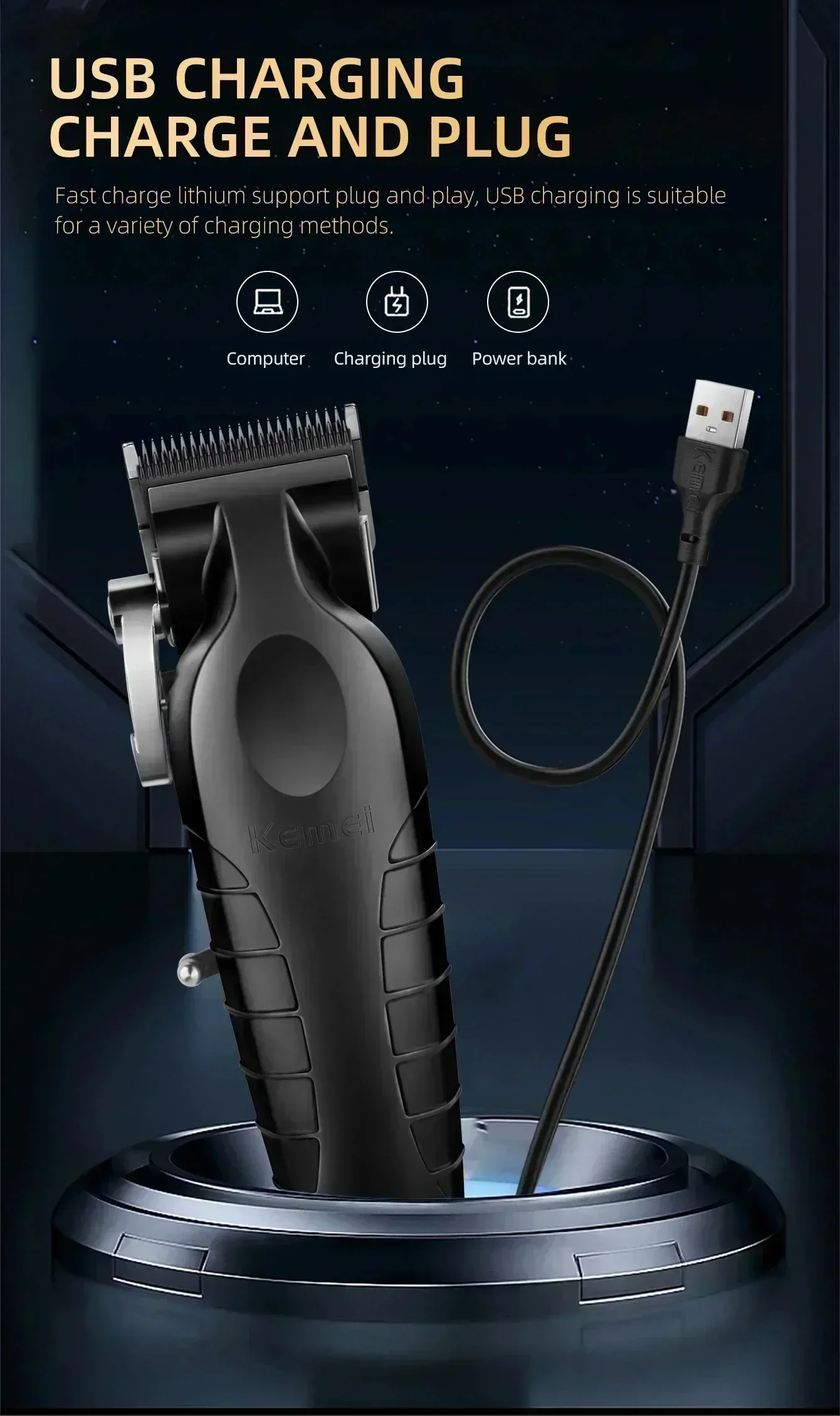 Kemei Professional Hair Clipper Kit Electric Shaver Male Hair Cutting Machine Machine Hair Clipper Kit for Men Electric Trimmer