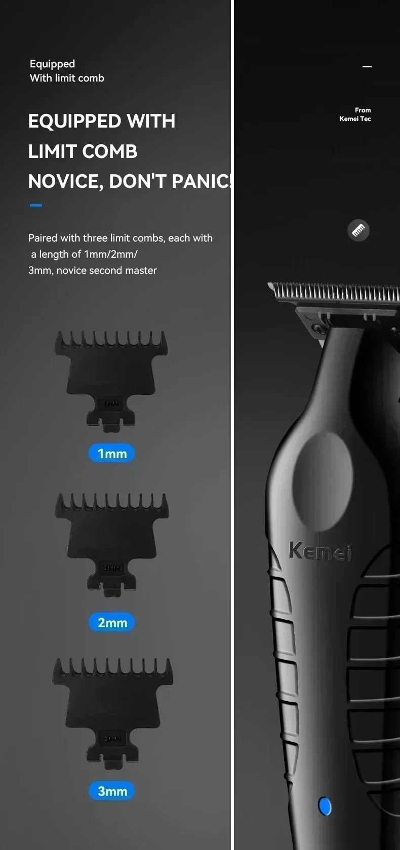 Kemei Professional Hair Clipper Kit Electric Shaver Male Hair Cutting Machine Machine Hair Clipper Kit for Men Electric Trimmer