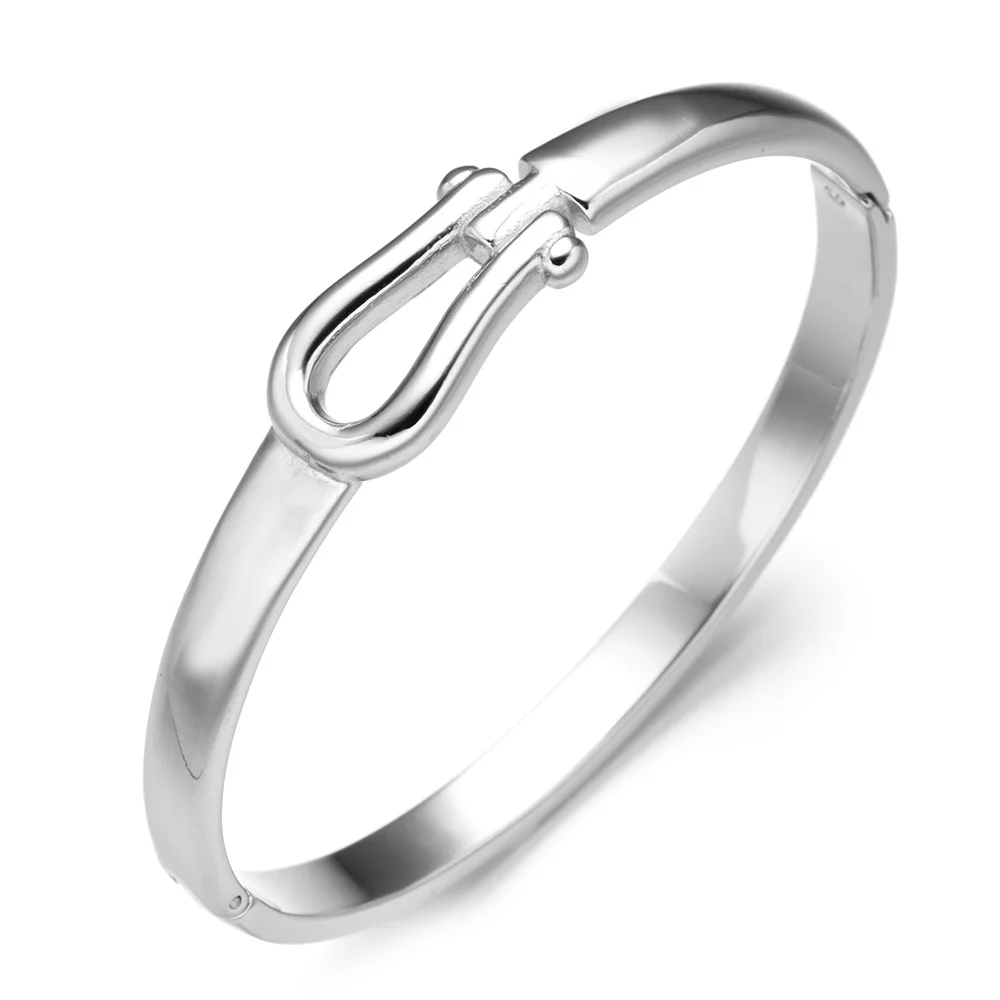 New horseshoe buckle glossy couple bracelet stainless steel gold-plated 18K non-fading, suitable for jewelry gifts