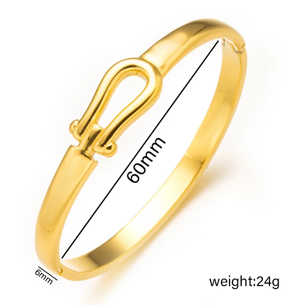 New horseshoe buckle glossy couple bracelet stainless steel gold-plated 18K non-fading, suitable for jewelry gifts