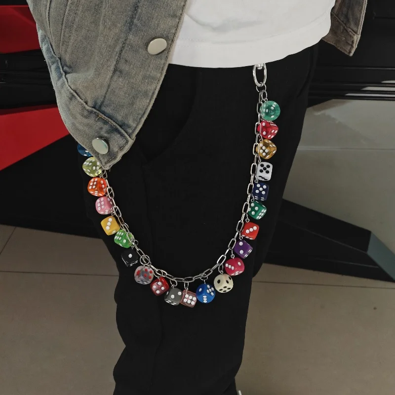 2026 New Model DIY Lucky Colorful Dice Pants Chain Fashionable Men And Women One's Waist Luxury Accessories Hip Hop Key Chain