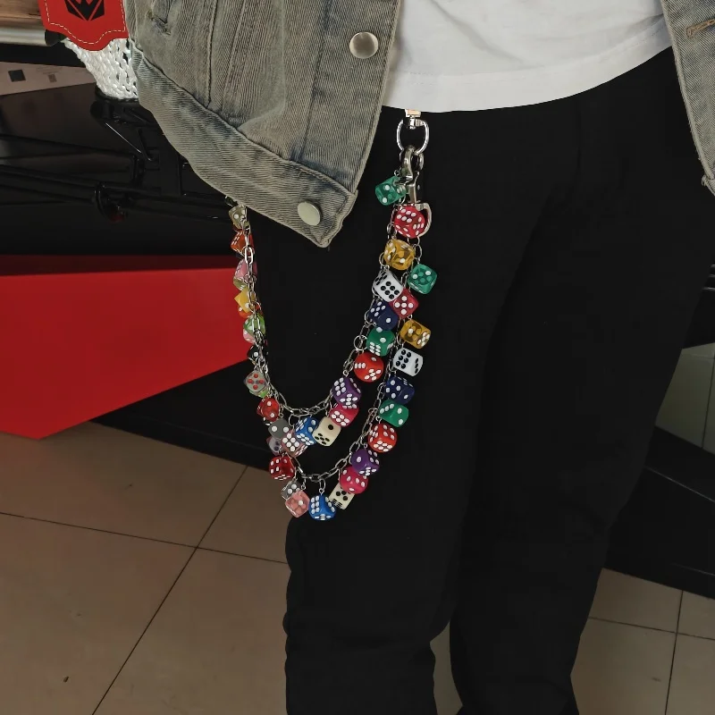 2026 New Model DIY Lucky Colorful Dice Pants Chain Fashionable Men And Women One's Waist Luxury Accessories Hip Hop Key Chain
