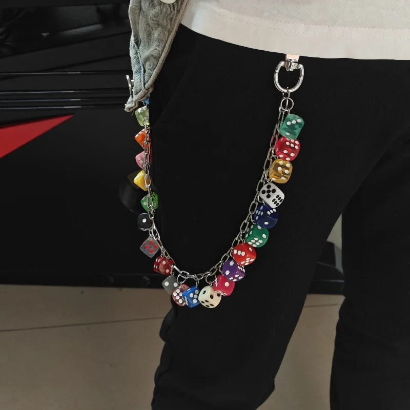 2026 New Model DIY Lucky Colorful Dice Pants Chain Fashionable Men And Women One's Waist Luxury Accessories Hip Hop Key Chain