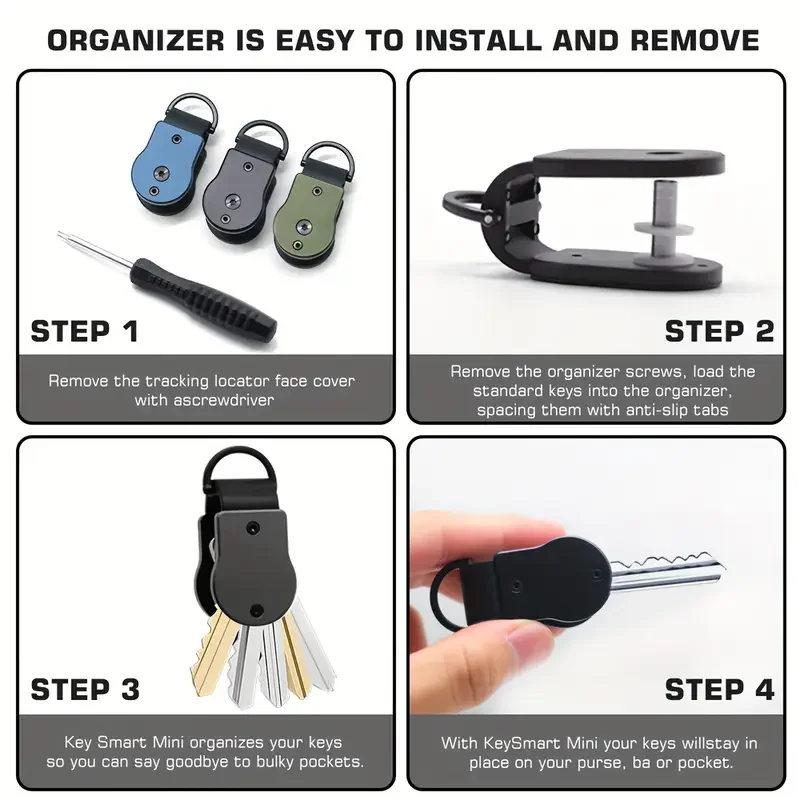 Key Organizer Compact Key Holder Metal Key Chain Minimalist Key Case Key Holder for Keychain Secures 1-5 Keys