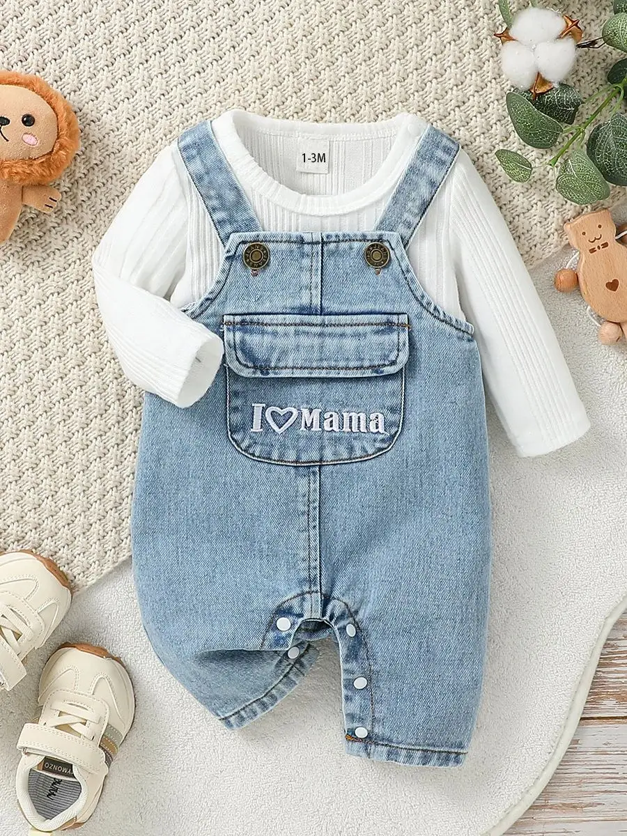 2PCS Baby Boys/Girls All Seasons Long Sleeve Top+Suspenders Pants Suit Clothes Stes For Newborn Daily Wear Clothing