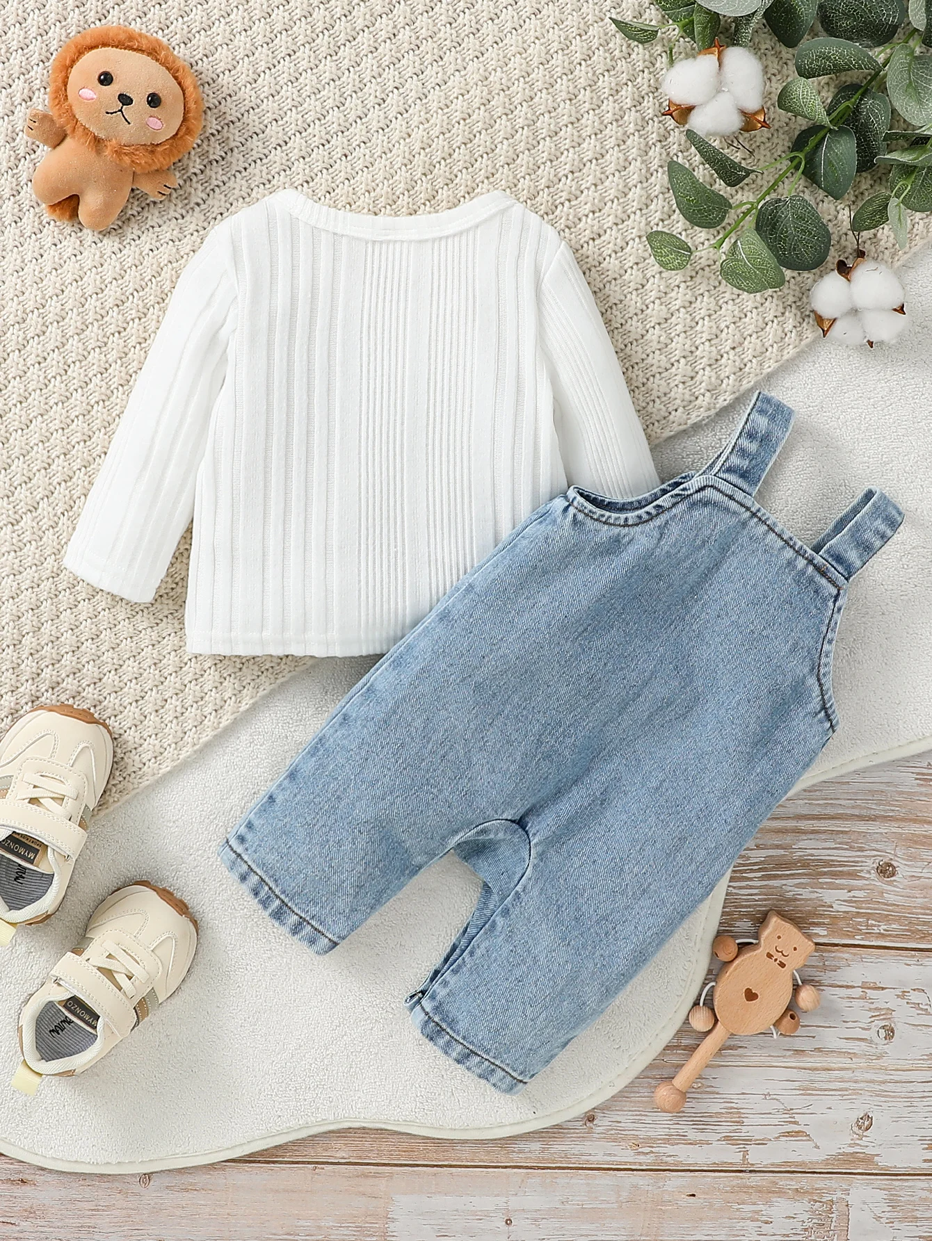 2PCS Baby Boys/Girls All Seasons Long Sleeve Top+Suspenders Pants Suit Clothes Stes For Newborn Daily Wear Clothing