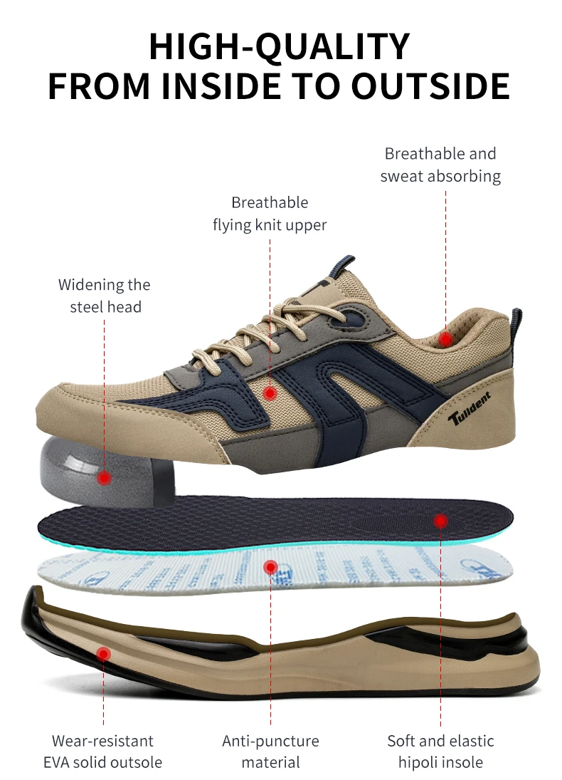Safety Shoes Men With Steel Toe Cap Anti-smash Men Work Shoes Sneakers Light Puncture-Proof Indestructible Shoes Dropshipping