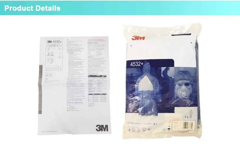 3M 4532+ Protective Coverall Anti-Radiation Anti-Dust Work Anti-Chemical Suit Spray Paint Anti-Static Laboratory Clothes Type5/6