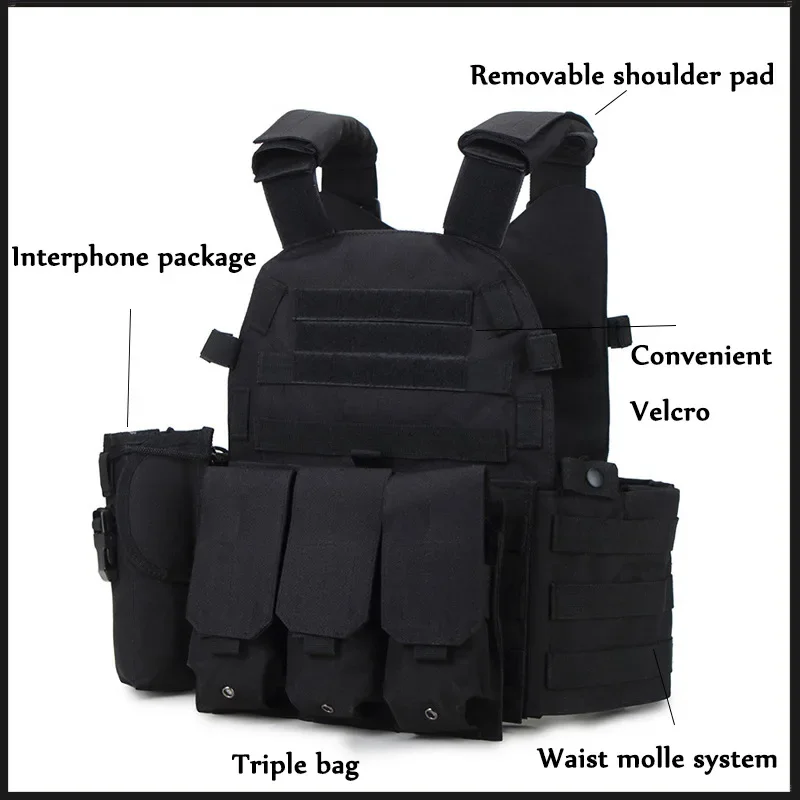 kaevixdio 6094 Outdoor Tactical CS Game Body Armor Hunting Nylon Pouch Molle Plate Carrier Airsoft Accessories Gear Combat Vest