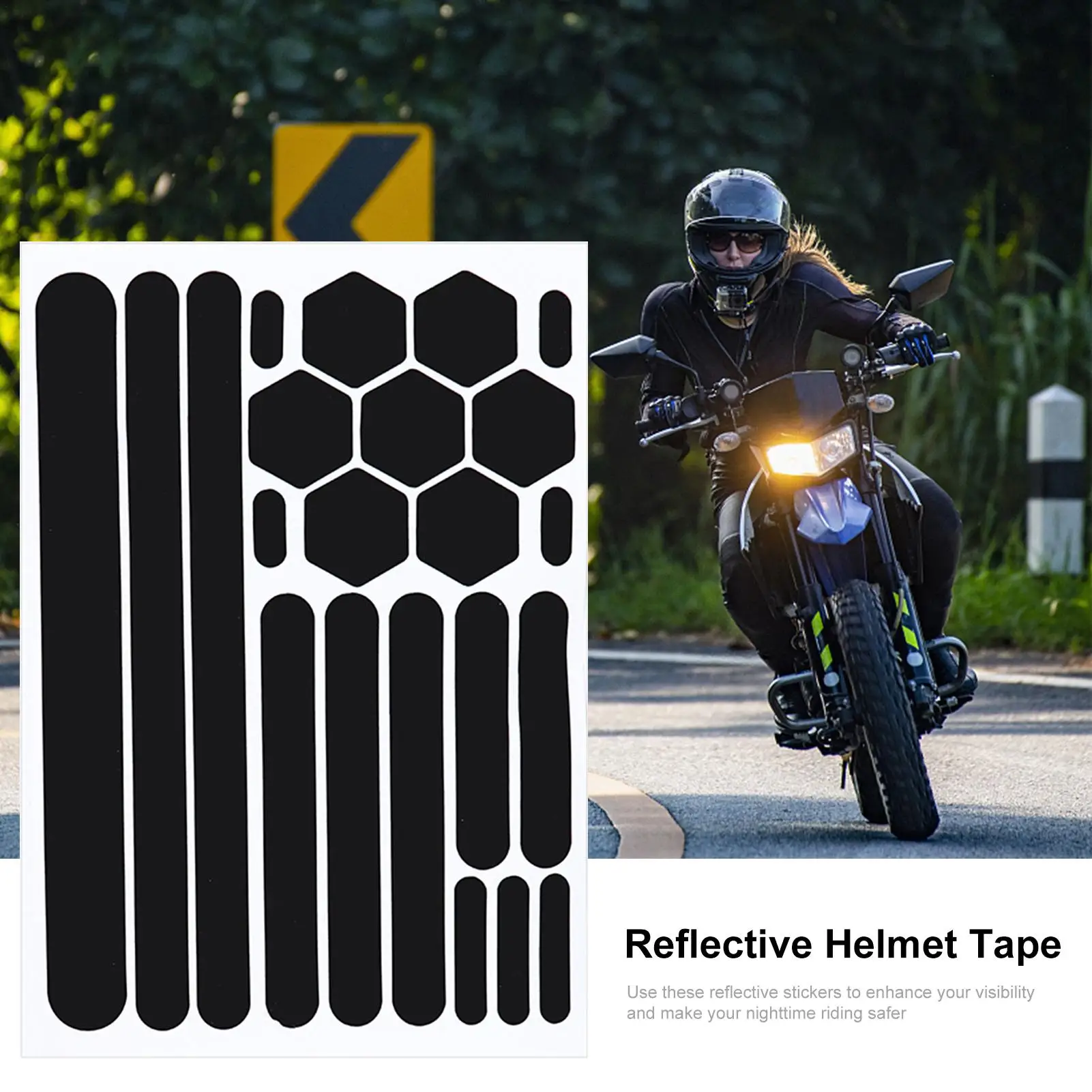 Black Motorcycle Helmet Reflective Stickers Self-adhesive Reflective Tape For Bike Scooter Cycling Helmet Accessories
