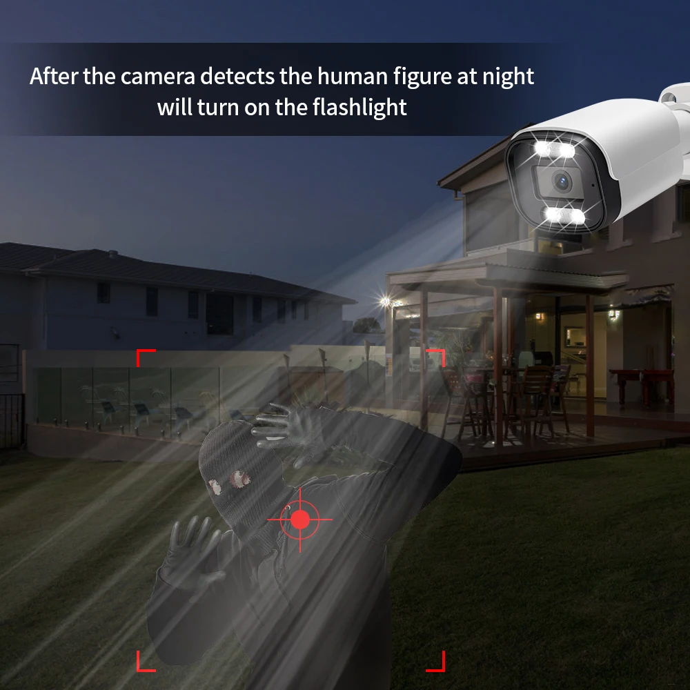 ASECAM 4K 8MP IP Camera Outdoor Audio POE H.265 Onvif Metal Bullet Home Color Night Vision Surveillance Camera