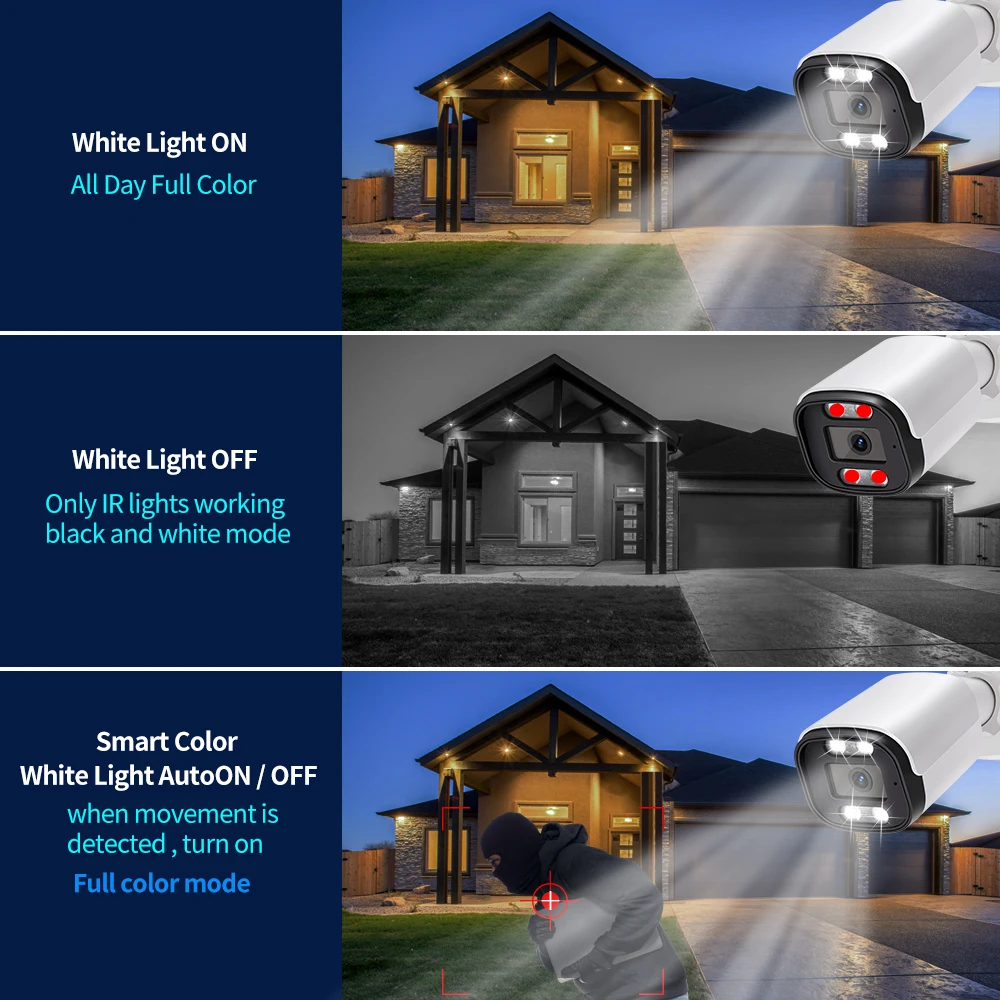ASECAM 4K 8MP IP Camera Outdoor Audio POE H.265 Onvif Metal Bullet Home Color Night Vision Surveillance Camera