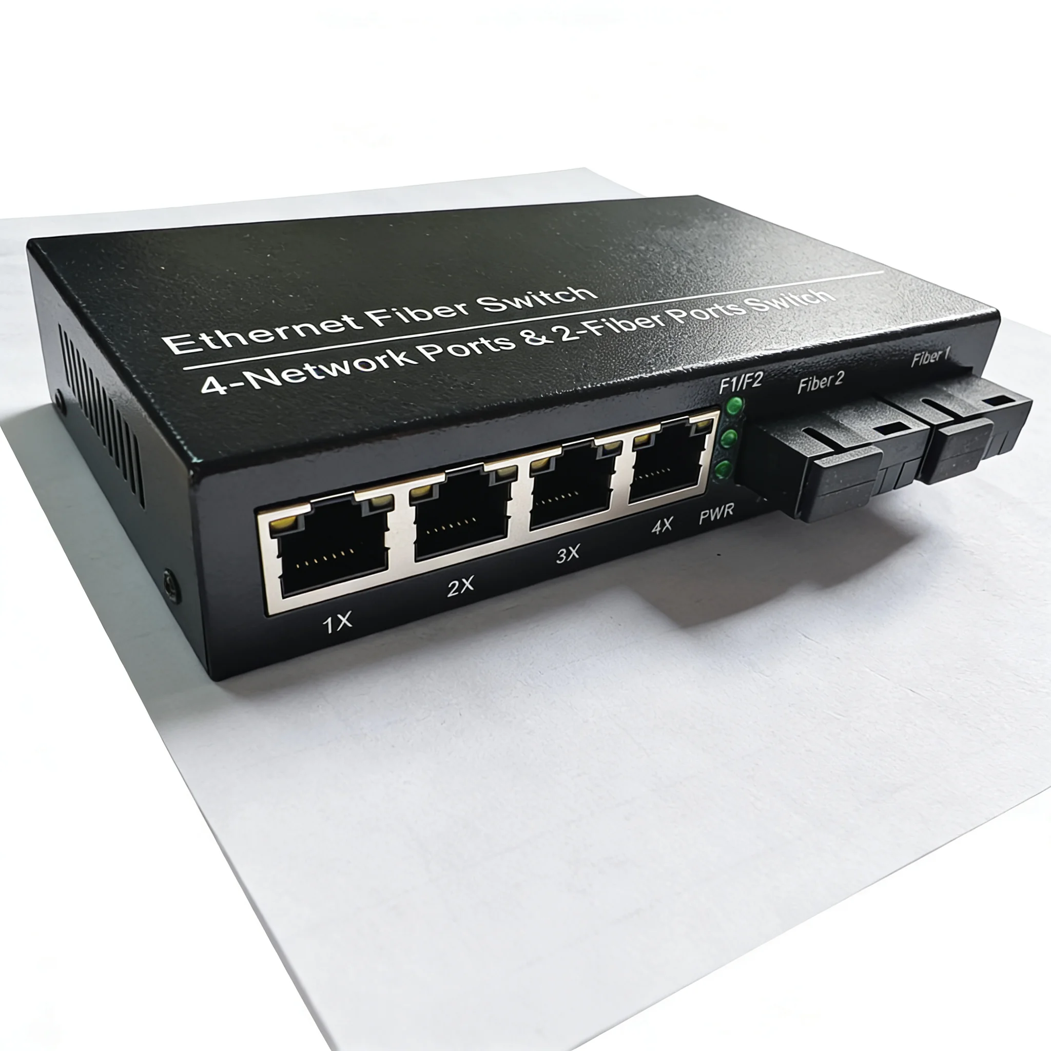 Gigabit Ethernet Switch Fiber Optical Media Converter 4 RJ45 2 10/100/1000M UTP 2F4E Port