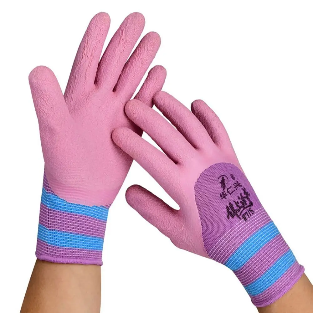 Latex Working Gloves Tool 15 Needles Pink Rubber Coated Glove Breathable Flexible Protective Mittens Female