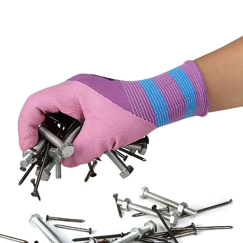 Latex Working Gloves Tool 15 Needles Pink Rubber Coated Glove Breathable Flexible Protective Mittens Female
