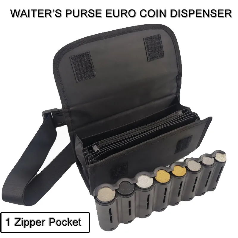 Multi Pocket Driver Waiter's Purse Waist Wallet 8 Slots Euro Coin Dispenser Coin Holder Sorter Collector Fanny Pack Cash Receipt