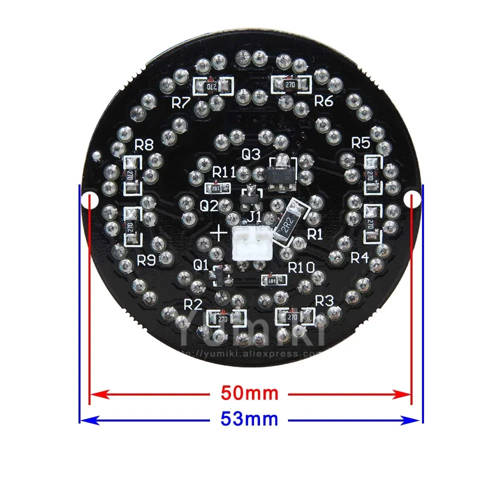Yumiki 48pcs-LED 850nm Illuminator IR Infrared Board Night Vision Light Lamp For 50 CCTV Camera housing