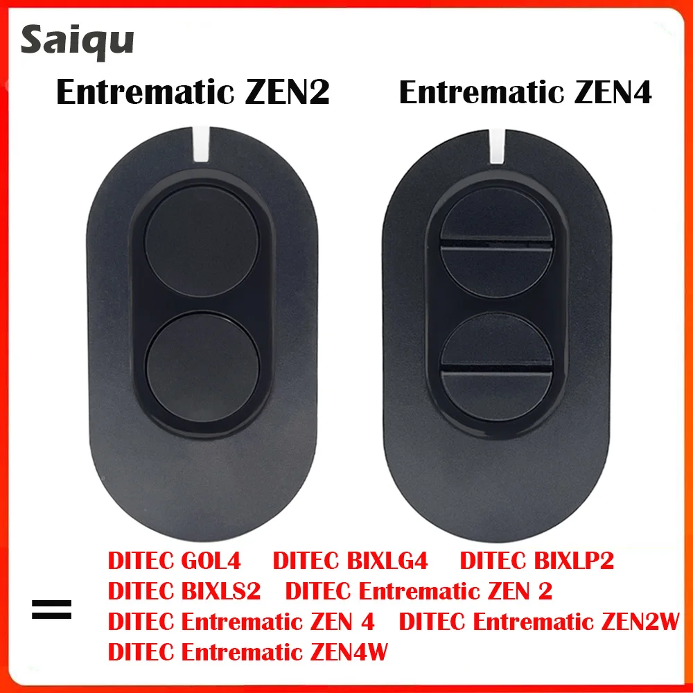 DITEC Entrematic ZEN 2 ZEN4 ZEN2W ZEN4W Gol4 BIXLG4 BIXLP2 BIXLS2 433MHz Rolling Code Transmitter Command