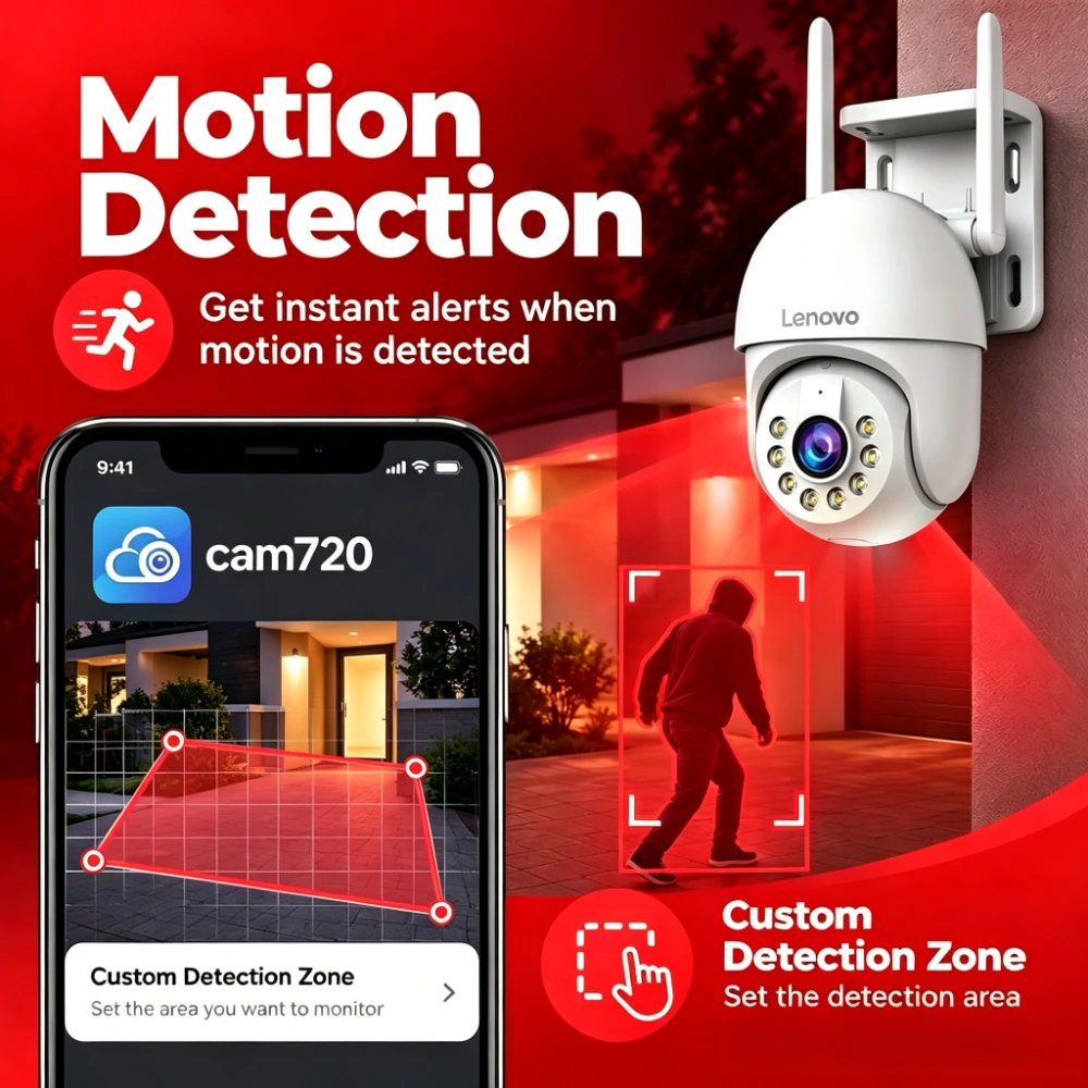 Lenovo 3K 5MP HD Smart Wifi PTZ Camera Outdoor 5X Zoom IP66 Waterproof Auto Tracking CCTV IP Camera Security Video Surveillance