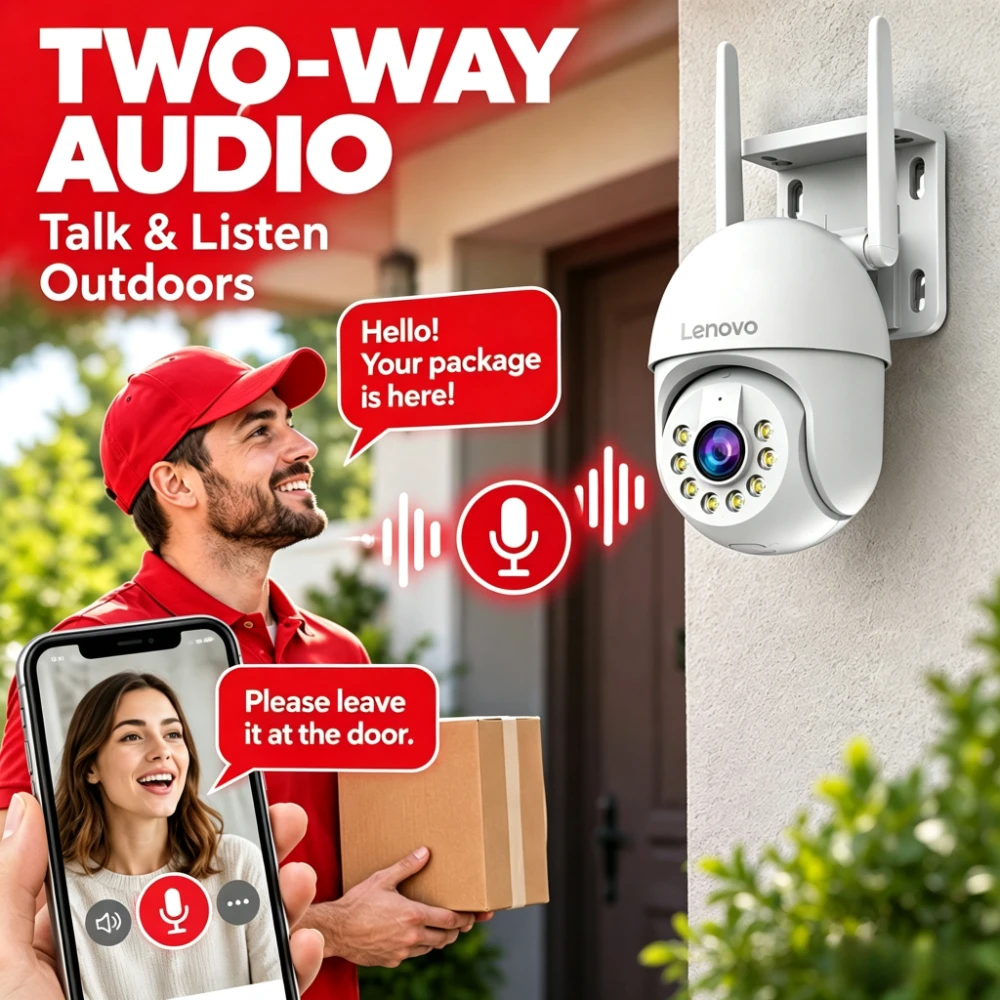 Lenovo 3K 5MP HD Smart Wifi PTZ Camera Outdoor 5X Zoom IP66 Waterproof Auto Tracking CCTV IP Camera Security Video Surveillance