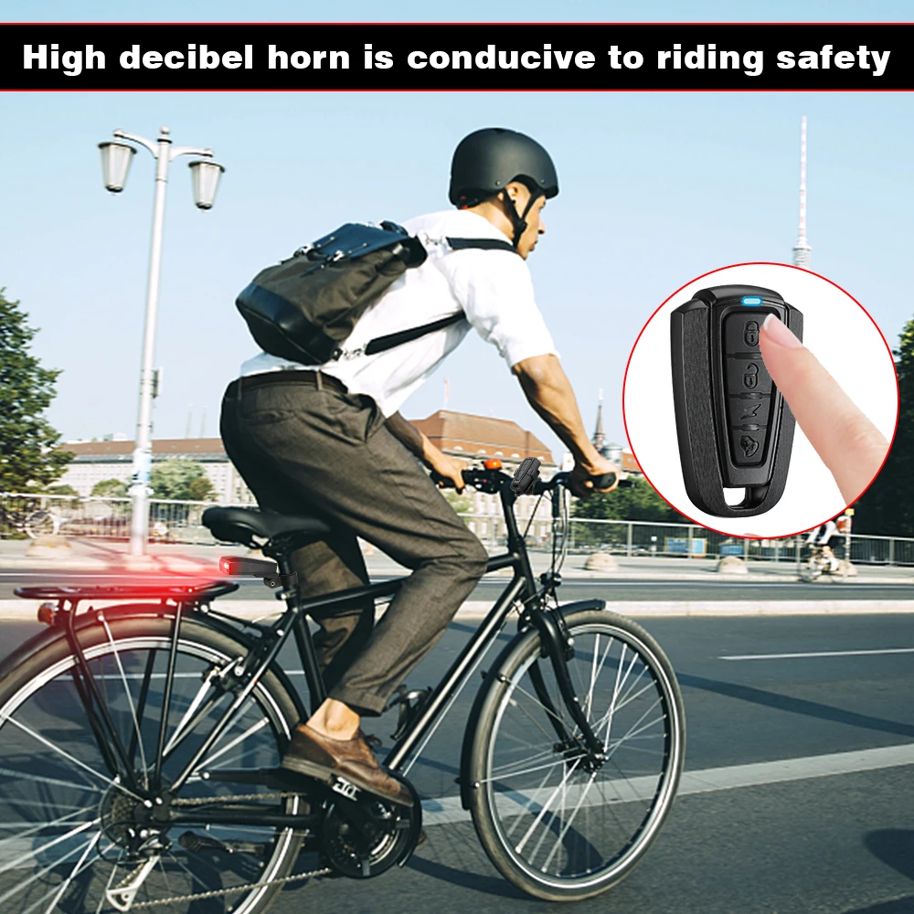 Waterproof Wireless Bike Alarm Bicycle Rear Light Anti-theft Alarm USB Charge Remote Control LED Taillight Bike Finder