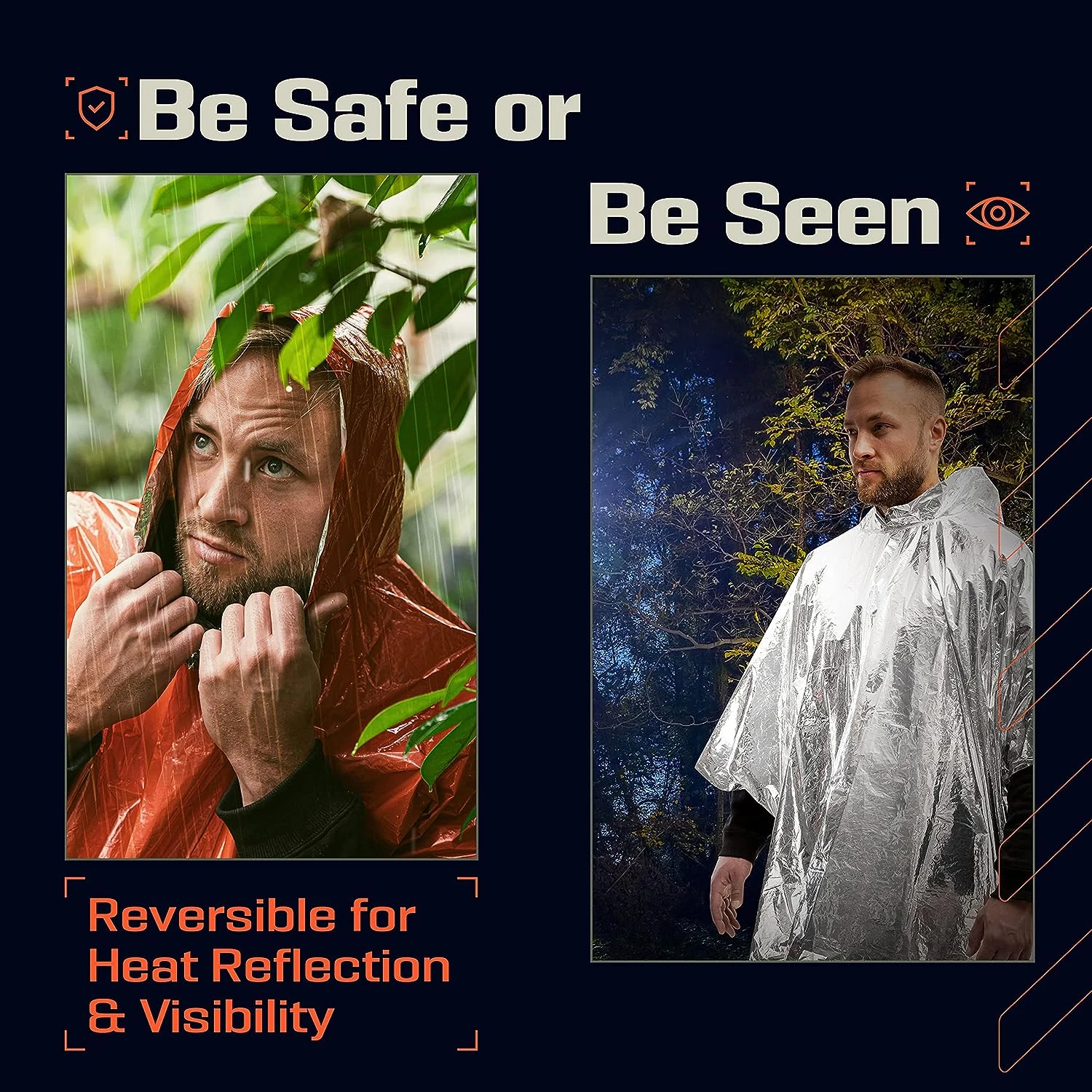 Emergency Rain Poncho Thermal Blanket Poncho Weather Proof Outdoor Survival Camping Gear Survival Gadgets