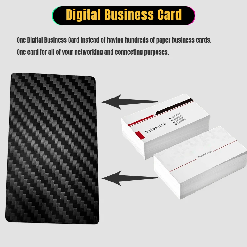 1Piece NFC Carbon Fiber Smart NFC Card NFC Business Card Fast Reading Ntag 215 Blank NFC Card Digital Business Card Social Share