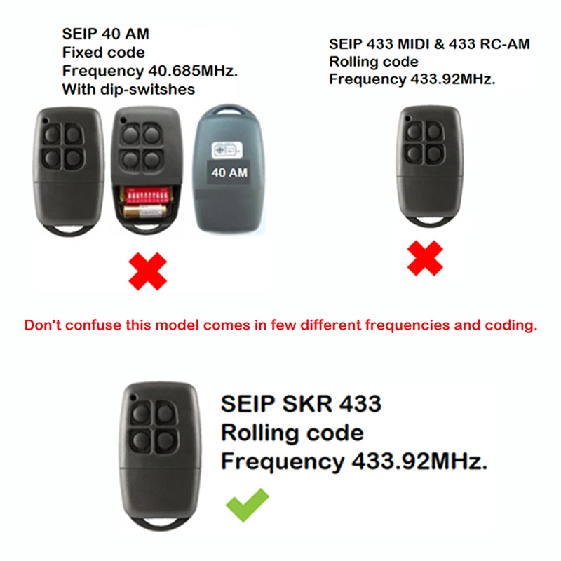 Garage Remote Control SEIP SKRJ433 SKR433-1 SKR433-3 433MHz Barrier Gate Control Garage Door Command Door Opener Rolling Code