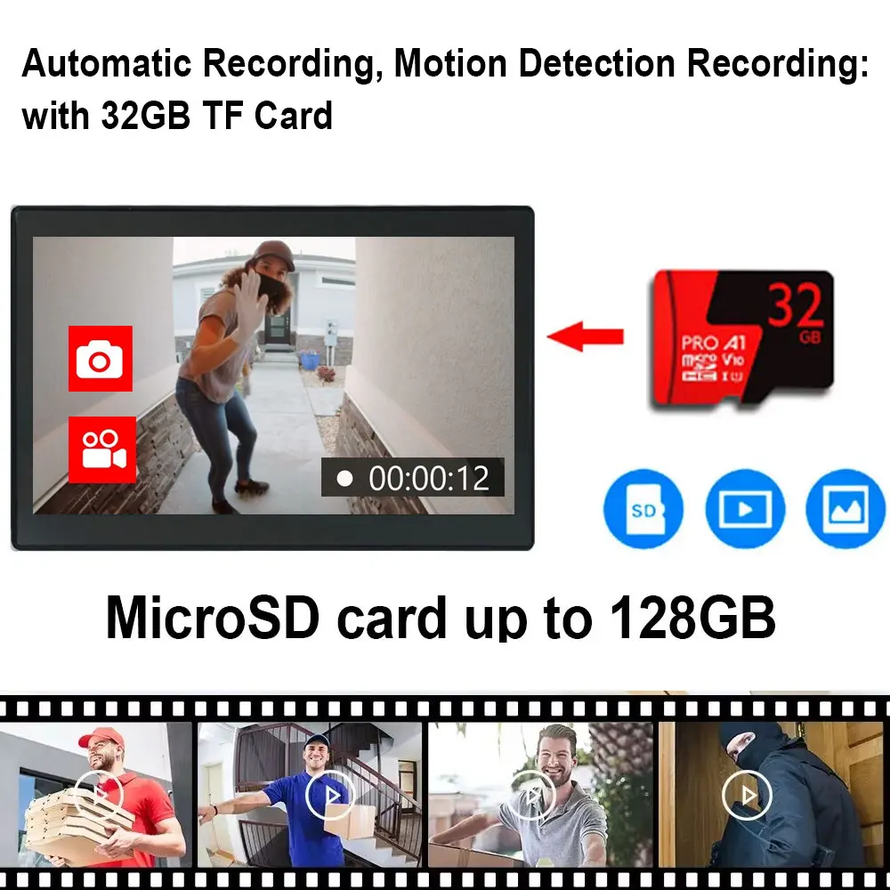 10" Touch Monitor Video Doorbell Door 2 Wires Smart Home Tuya Wifi 1080P Video Intercom Video Door Phone Camera Security System