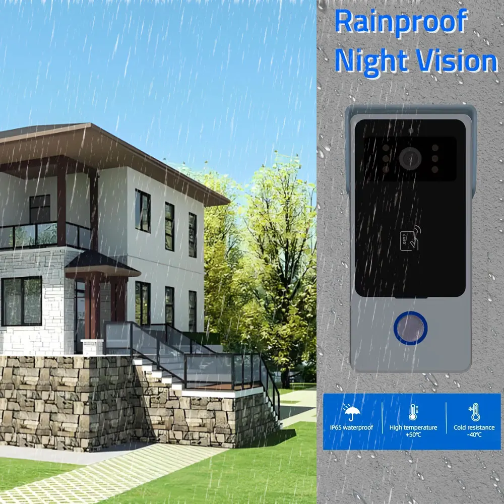 10" Touch Monitor Video Doorbell Door 2 Wires Smart Home Tuya Wifi 1080P Video Intercom Video Door Phone Camera Security System
