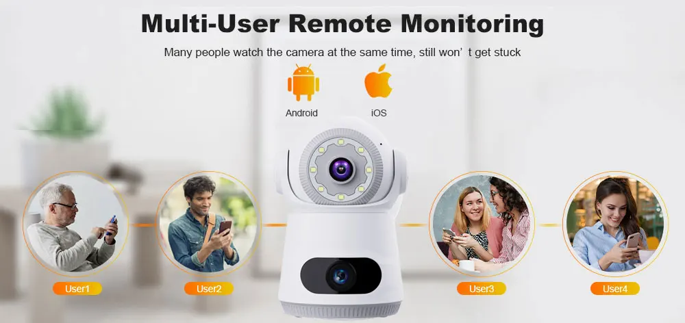 4G Camera With Sim Card 8MP 4K Dual Lens Dual Screen Two-Way Audio Indoor Baby Monitor IP Camera CCTV Surveillance Home Security
