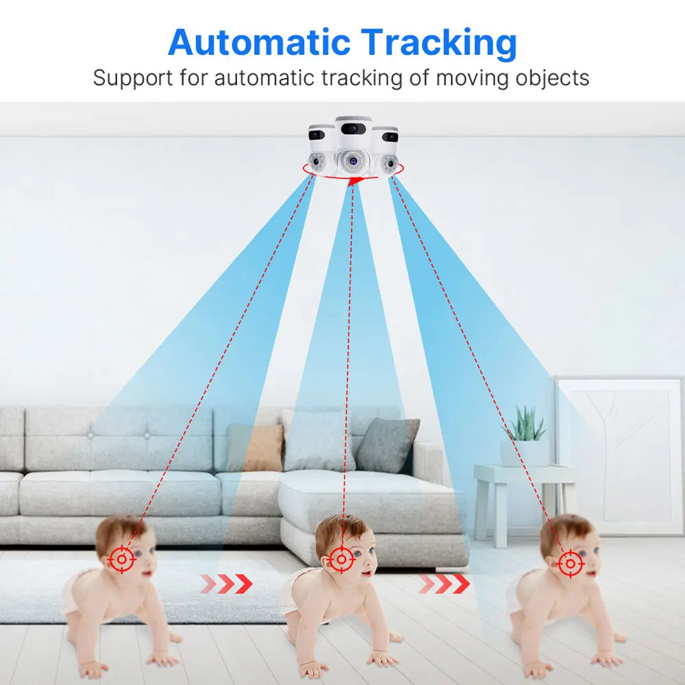 4G Camera With Sim Card 8MP 4K Dual Lens Dual Screen Two-Way Audio Indoor Baby Monitor IP Camera CCTV Surveillance Home Security