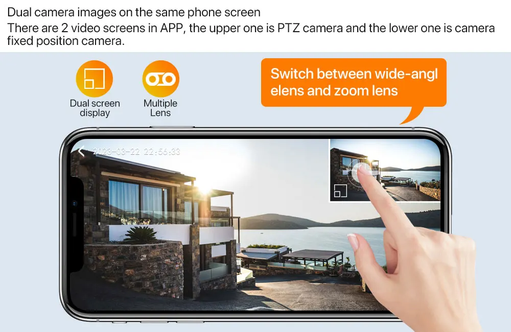 4G Camera With Sim Card 8MP 4K Dual Lens Dual Screen Two-Way Audio Indoor Baby Monitor IP Camera CCTV Surveillance Home Security