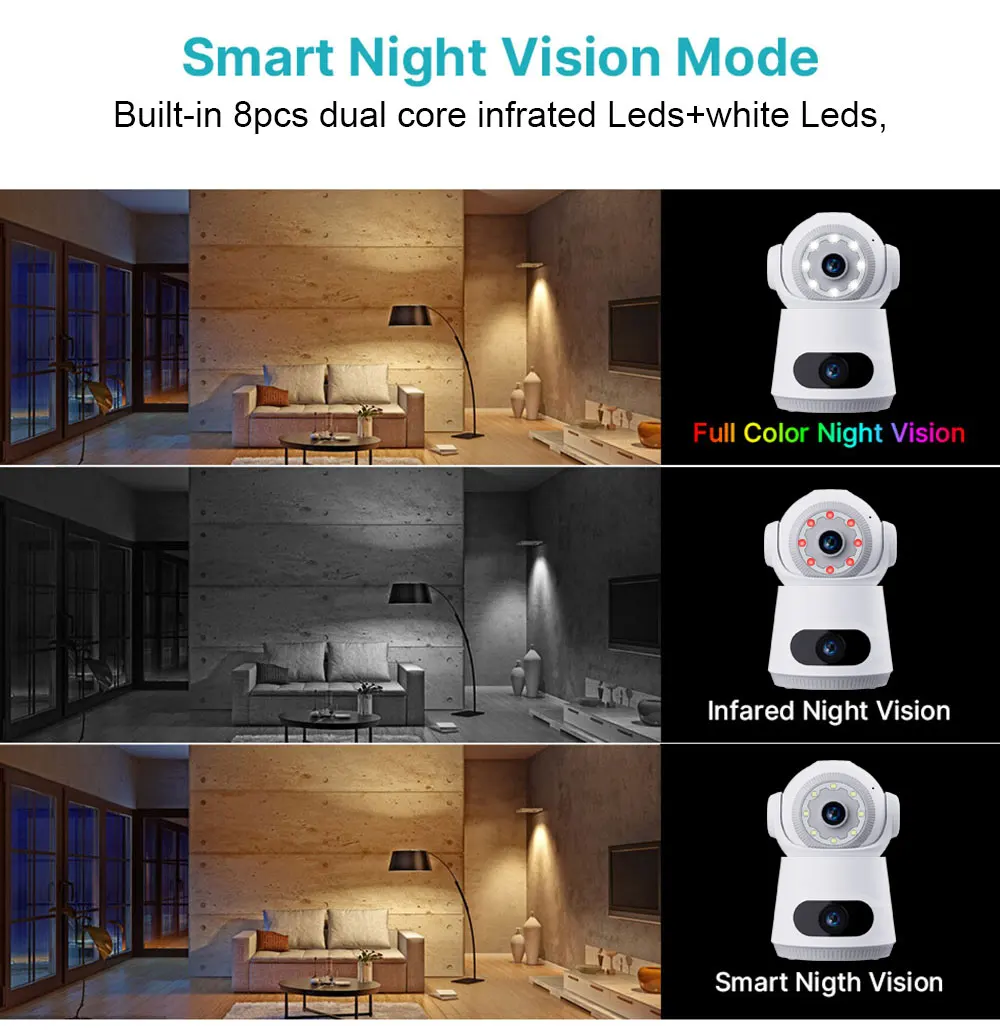 4G Camera With Sim Card 8MP 4K Dual Lens Dual Screen Two-Way Audio Indoor Baby Monitor IP Camera CCTV Surveillance Home Security