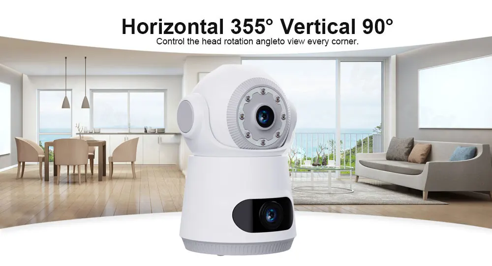 4G Camera With Sim Card 8MP 4K Dual Lens Dual Screen Two-Way Audio Indoor Baby Monitor IP Camera CCTV Surveillance Home Security