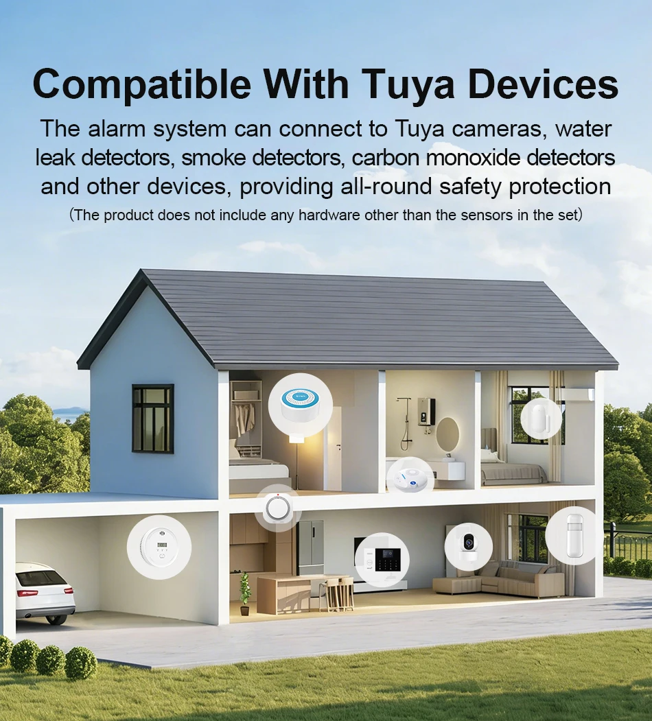 PGST 4G 2G GSM WiFi Alarm System House Home Security Protection Alarm System Kit Door Sensor Works with Tuya Smart Life Alexa