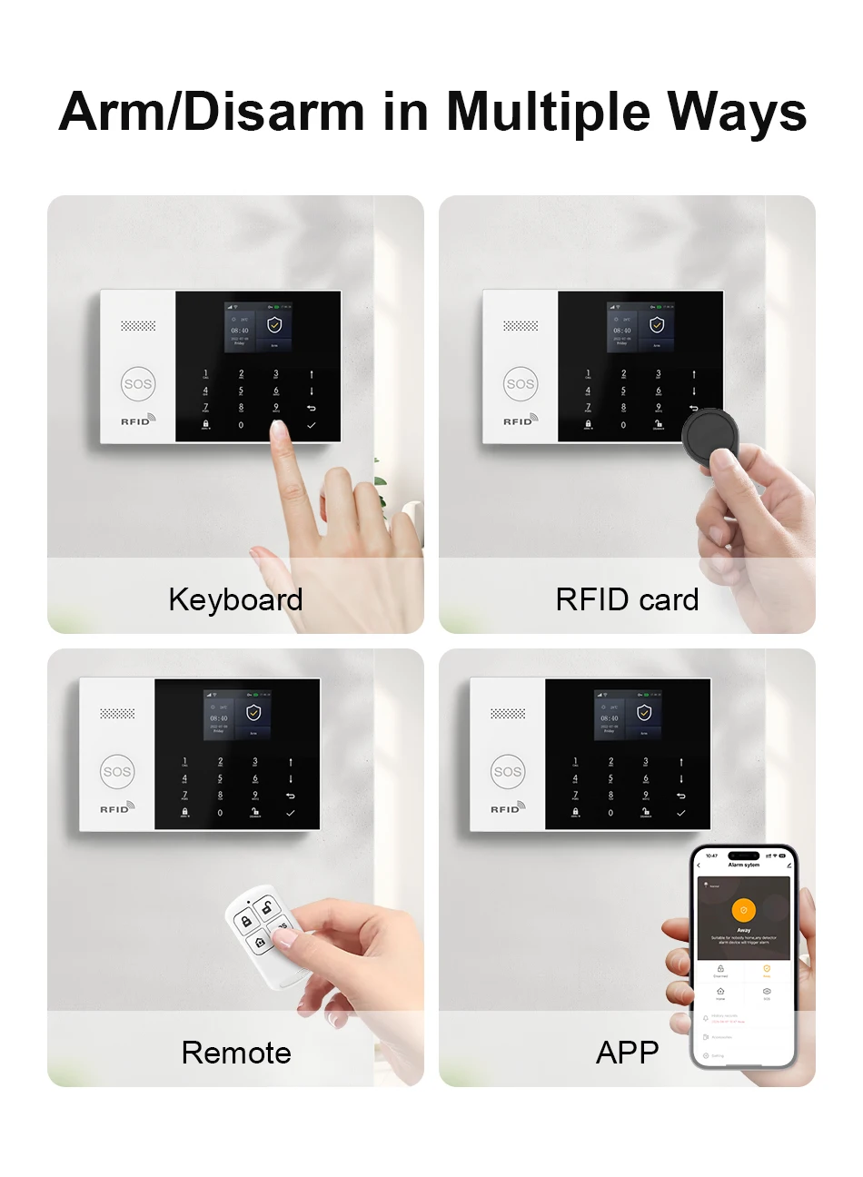 PGST 4G 2G GSM WiFi Alarm System House Home Security Protection Alarm System Kit Door Sensor Works with Tuya Smart Life Alexa