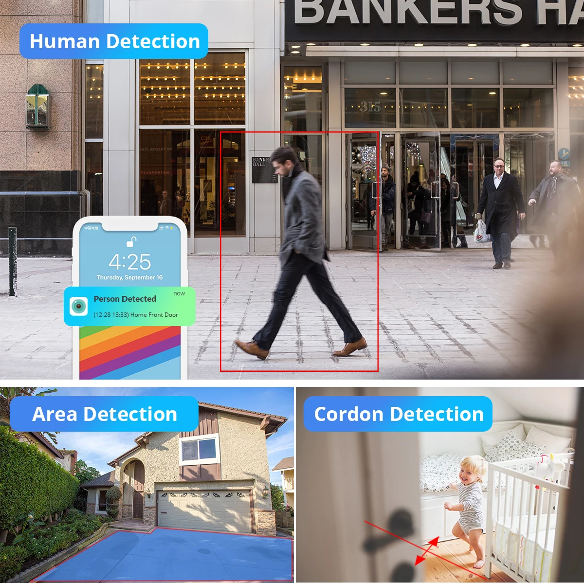 5MP Wifi PTZ IP Camera 5x Digital Zoom AI Human Detection Outdoor Wireless Surveillance CCTV IP Camera Security Protection ICSee