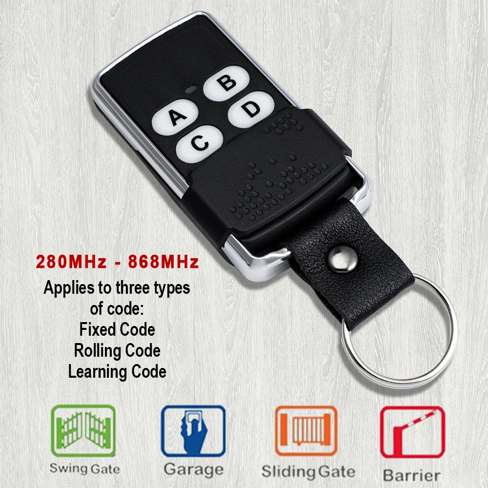 2025 New Universal Garage Door Remote Control 280MHz-868MHz Multi-Frequency Duplicator Clone 433.92MHz Rolling Code Gate Key Fob