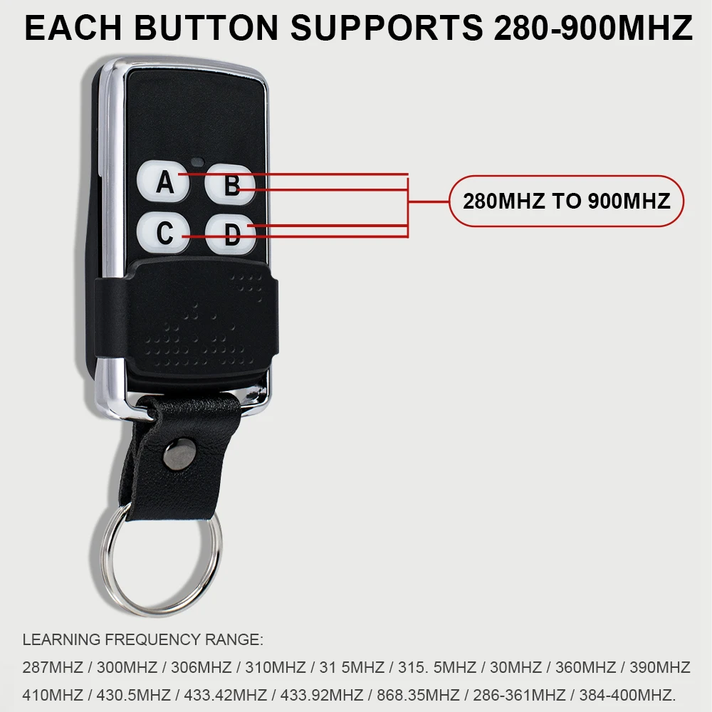 2025 New Universal Garage Door Remote Control 280MHz-868MHz Multi-Frequency Duplicator Clone 433.92MHz Rolling Code Gate Key Fob