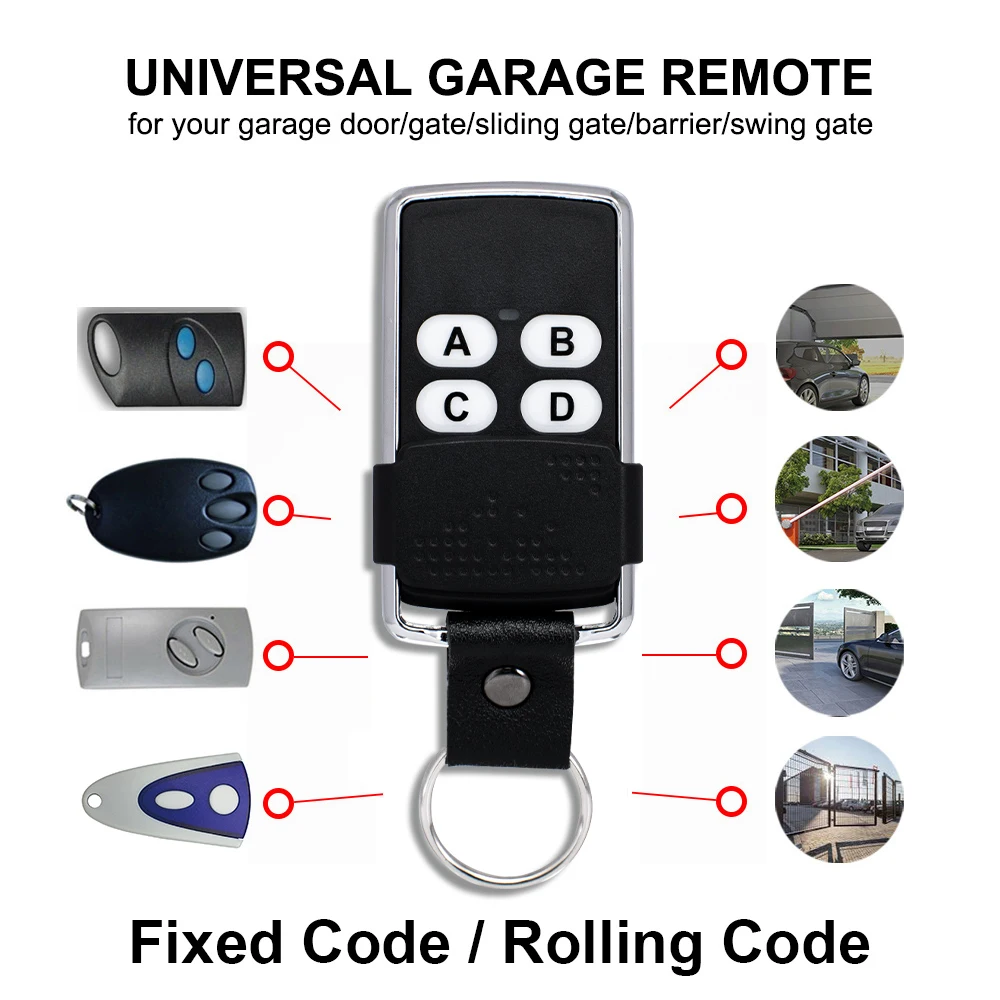 2025 New Universal Garage Door Remote Control 280MHz-868MHz Multi-Frequency Duplicator Clone 433.92MHz Rolling Code Gate Key Fob