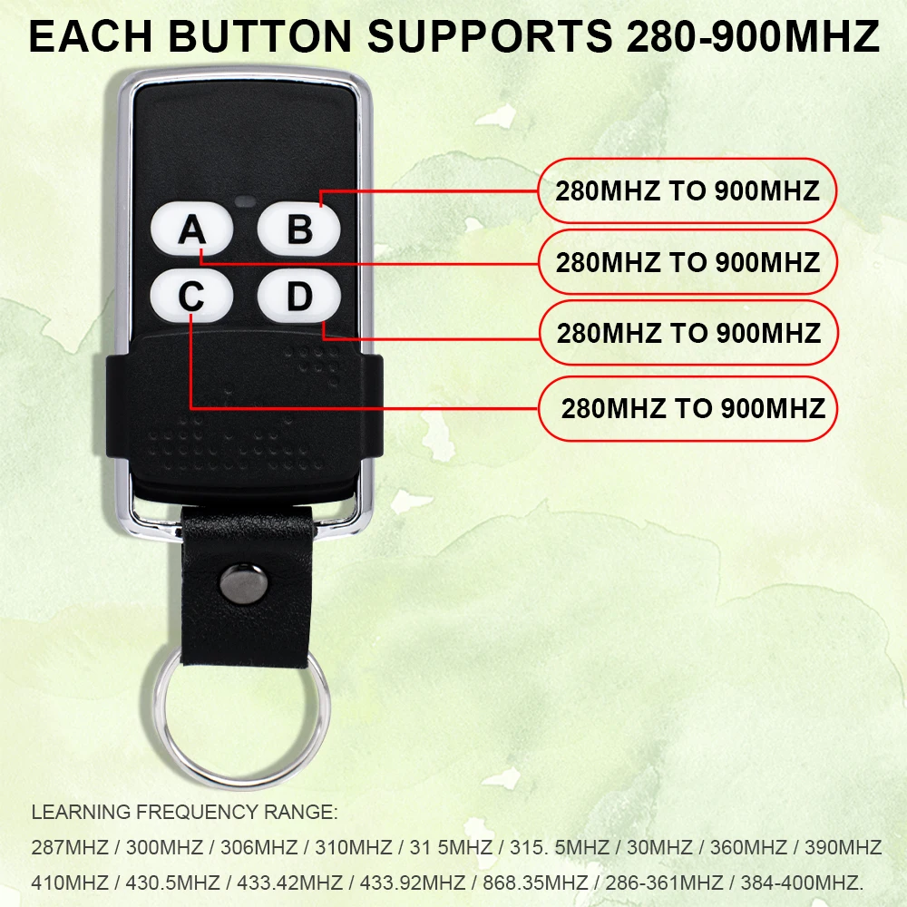 2025 New Universal Garage Door Remote Control 280MHz-868MHz Multi-Frequency Duplicator Clone 433.92MHz Rolling Code Gate Key Fob