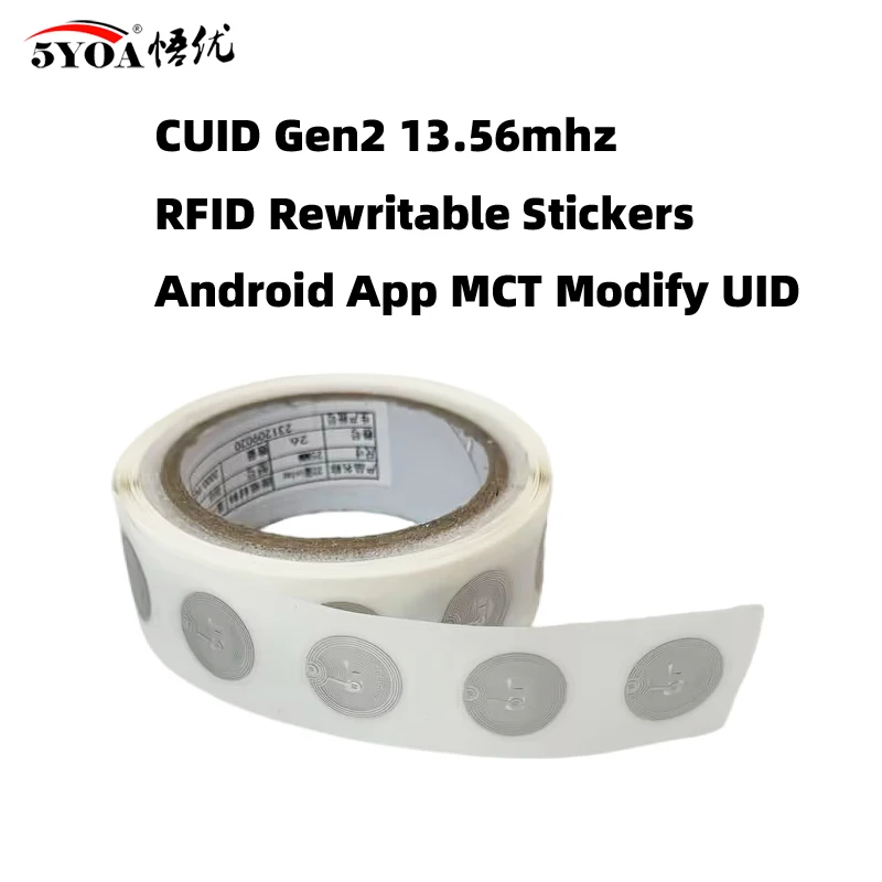 5YOA 13.56mhz CUID Changeable S50 1K RFID Sticker Wet Inlay NFC Tag Sector 0 Block 0 UID Rewritable For Andriod MCT Copy Clone