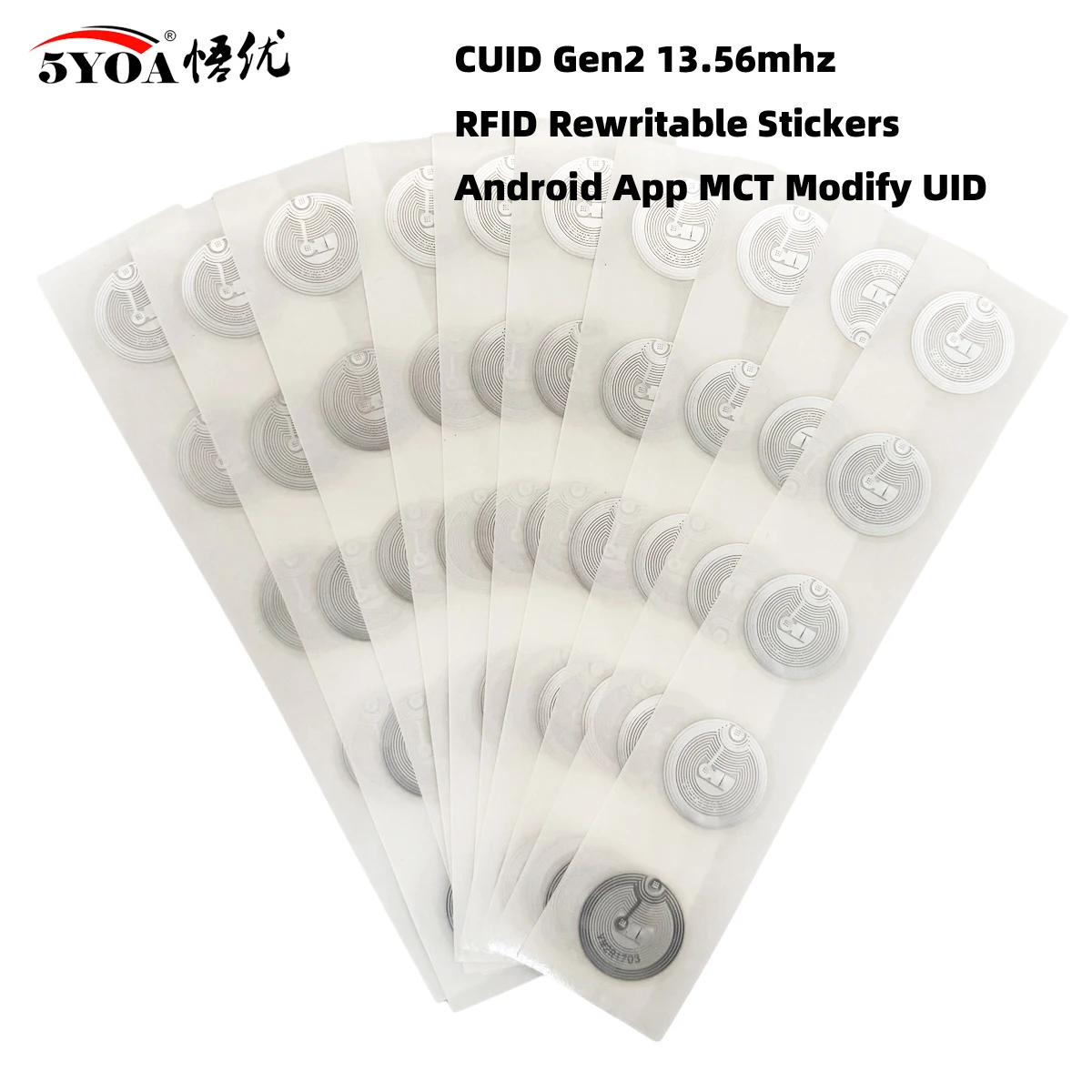 5YOA 13.56mhz CUID Changeable S50 1K RFID Sticker Wet Inlay NFC Tag Sector 0 Block 0 UID Rewritable For Andriod MCT Copy Clone